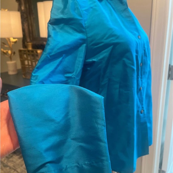 VTG Casual  corner 100% SILK NWT Button Down Blouse Women’s 6 Beautiful Blue - Picture 4 of 11